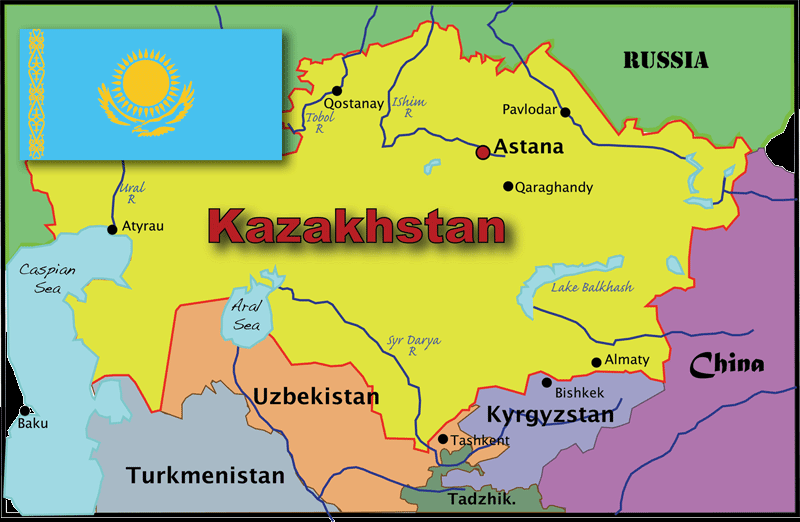 Карта Казахстана с кем граничит Казахстан. Казахстан на карте с кем граничит. Карта Казахстана с соседними государствами. Страны граничащие с Казахстаном на карте.